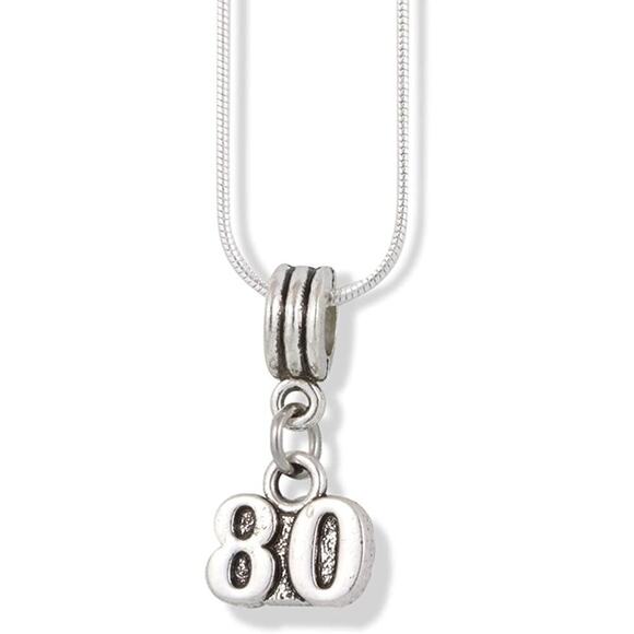 Number Eighty 80 Charm Snake Chain Necklace - Picture 1 of 4